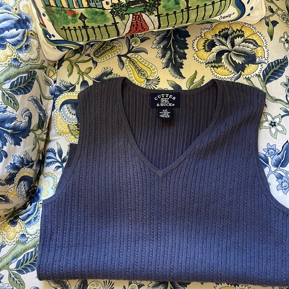 Cutter & Buck Ladies Cotton Ribbed Golf Vest Navy Size Small